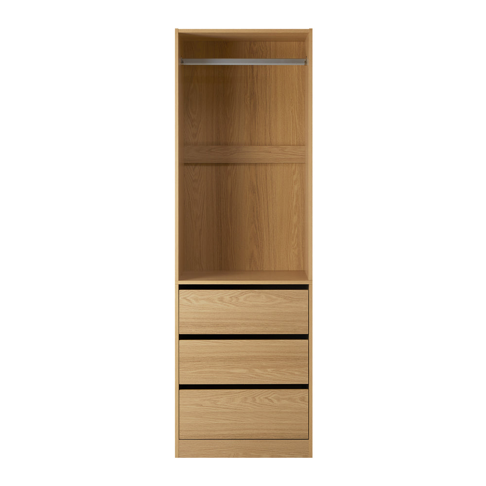 Natural Wardrobe with 3 Drawers and Hanging Rail