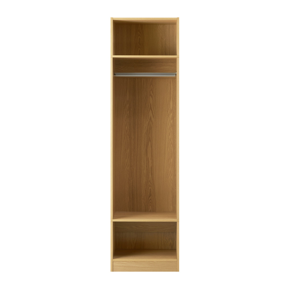Natural Open Wardrobe Shelf Unit with 3 Shelves and Hanging Rail