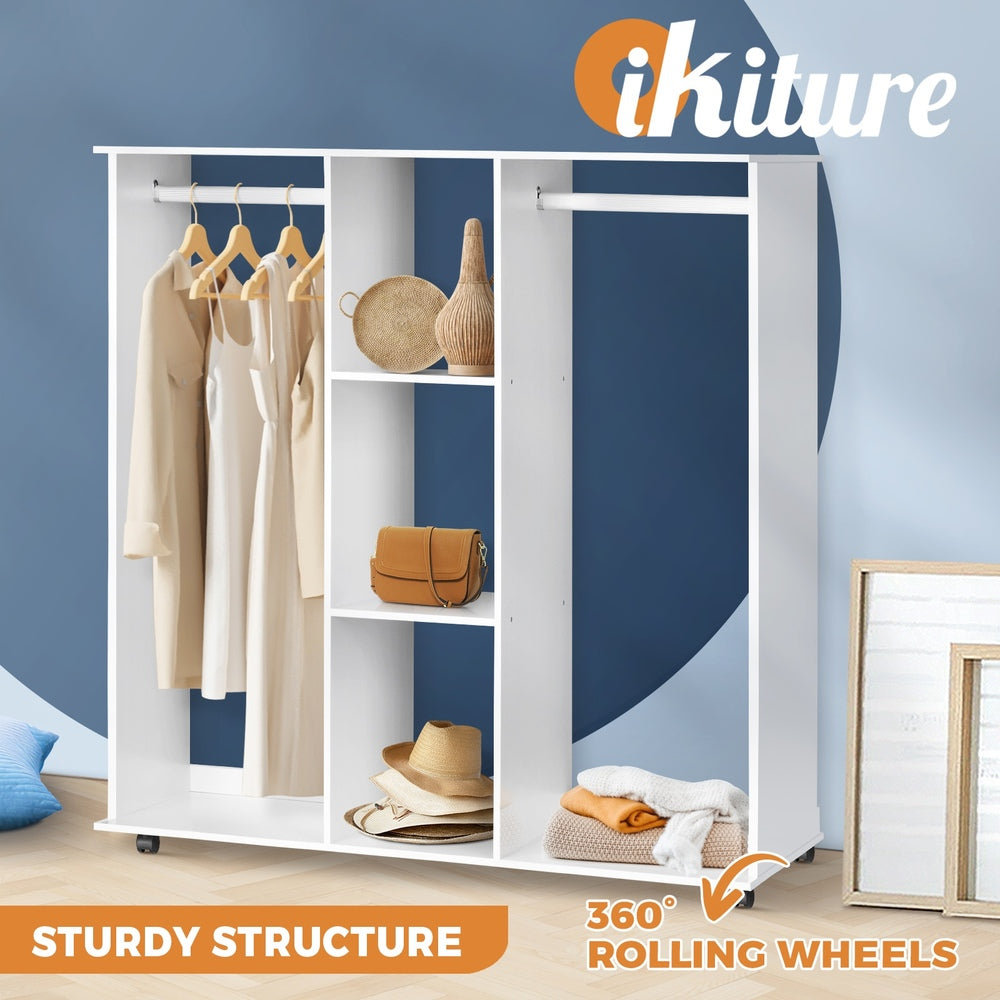 Portable Open Double Wardrobe Clothes Rack