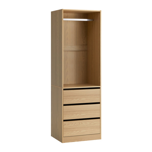 Natural Wardrobe with 3 Drawers and Hanging Rail