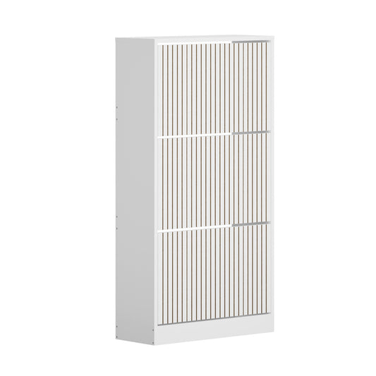 White Shoe Rack Storage Cabinet with 3 Compartments